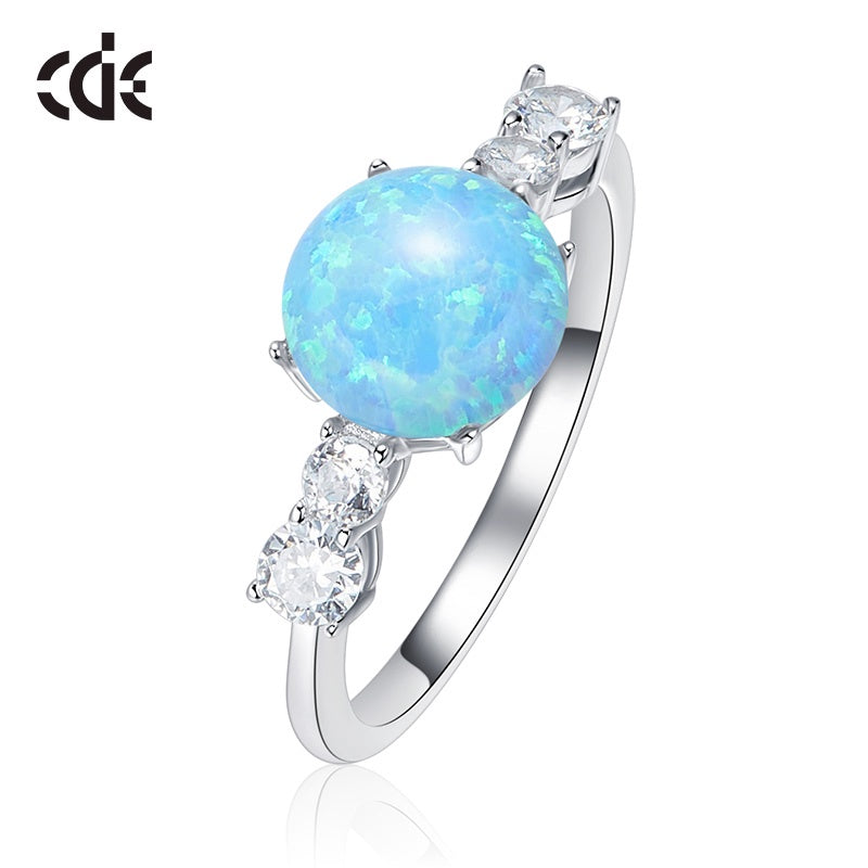 Sterling silver blue opal with small crystals ring - CDE Jewelry Egypt
